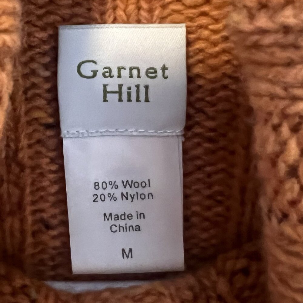 Garnet Hill Women’s Wool Blend Turtleneck Sweater Long Sleeve Size Medium Orange - Picture 2 of 6